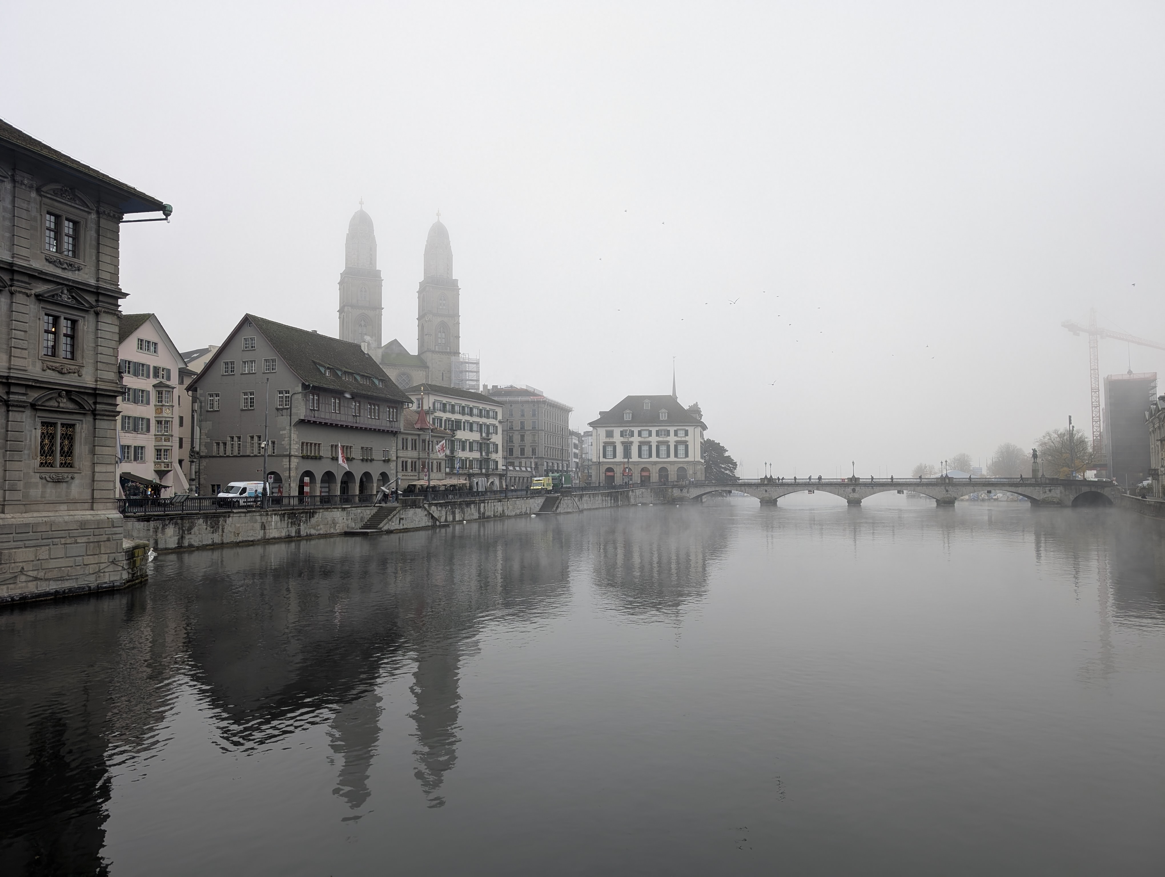 Zurich Grossmünster on a grey morning